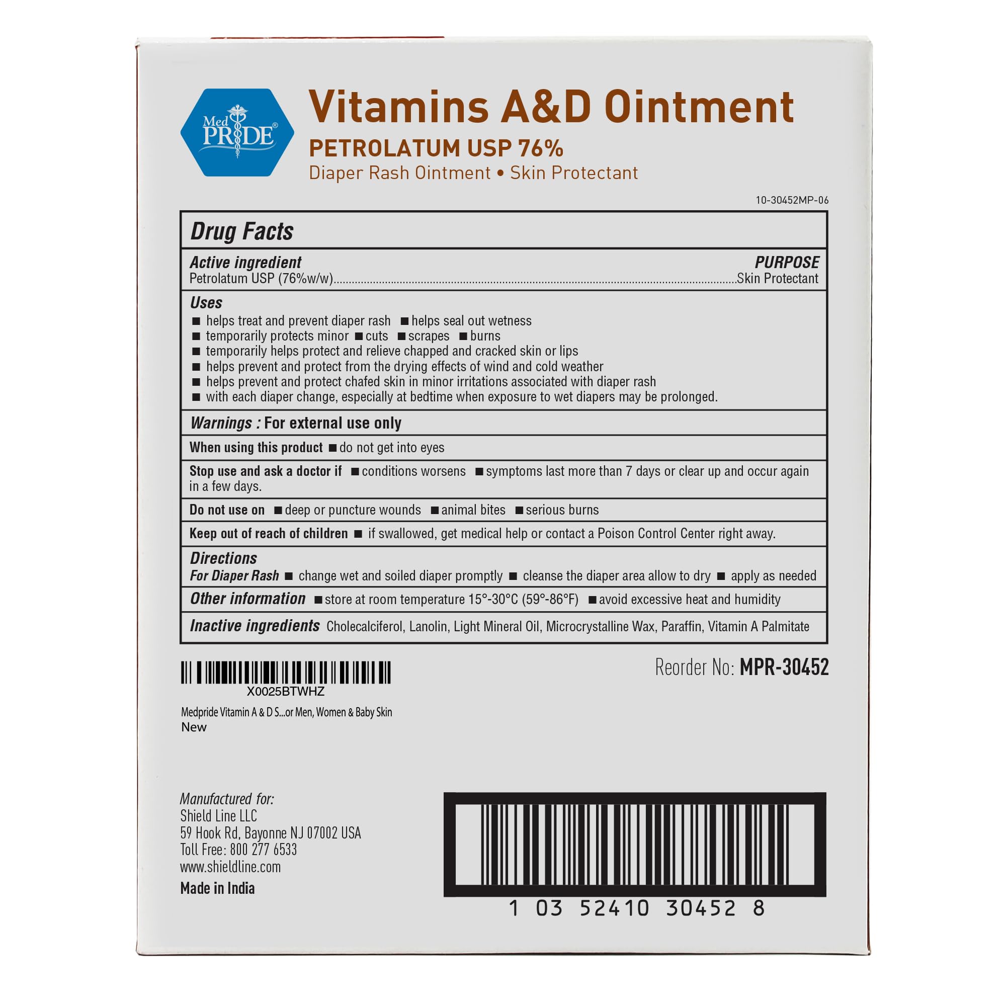 MED PRIDE A&D ointment carton contains 144 packets for home or travel.
