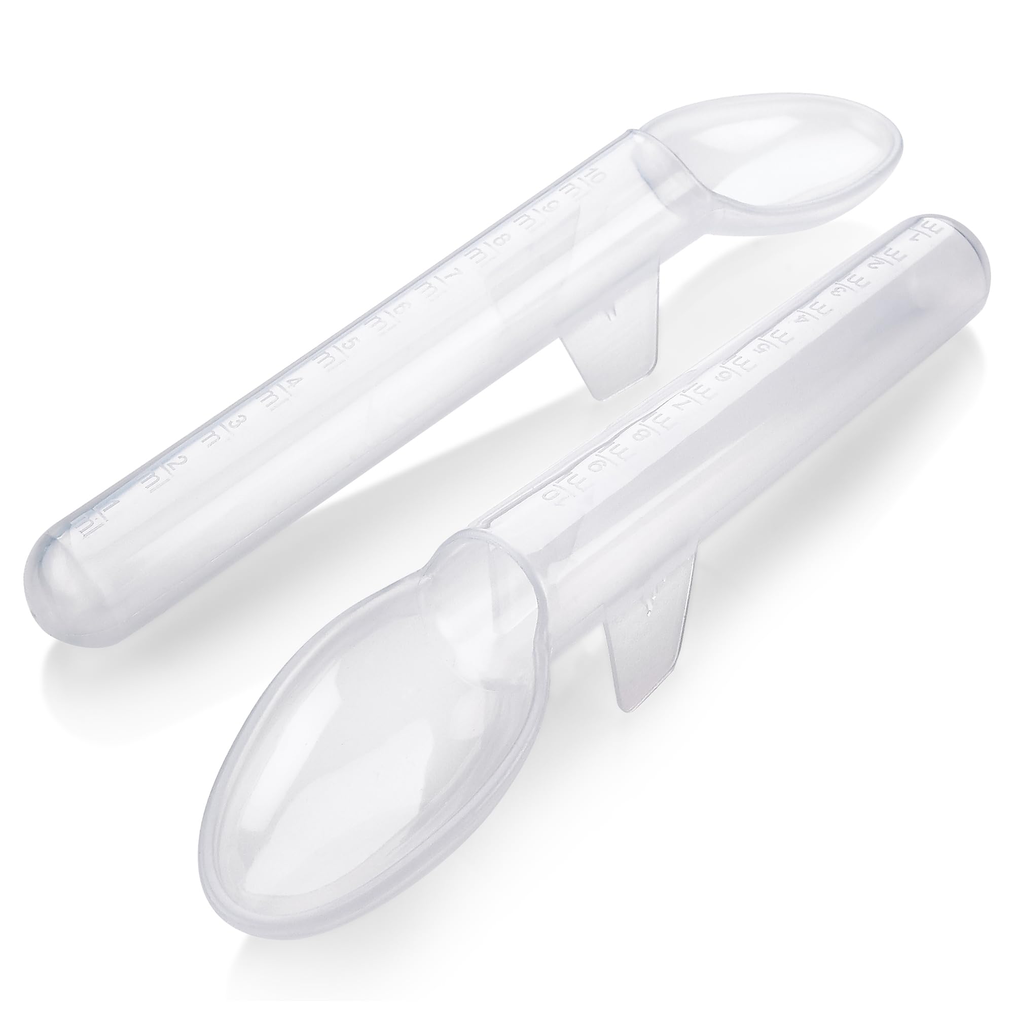 MEDca calibrated medicine spoon set showing two 2 tsp capacity spoons for precise dosing
