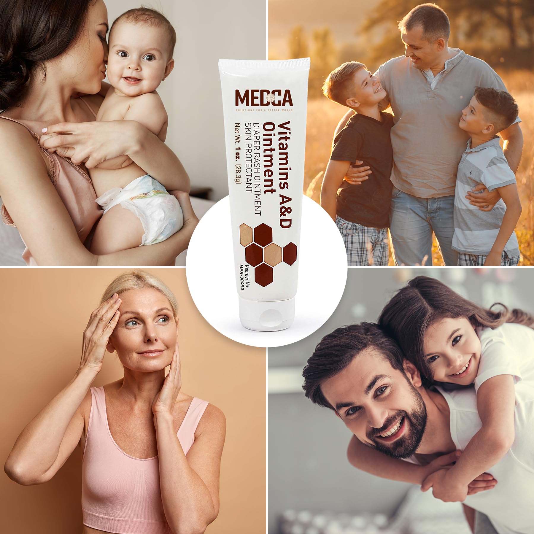 MEDca vitamin A & D ointment used across family for dry patches and moisturization.