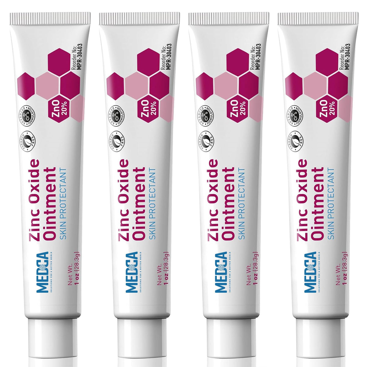 MEDca high-potency zinc oxide ointment tube in 4-pack for on-the-go barrier protection