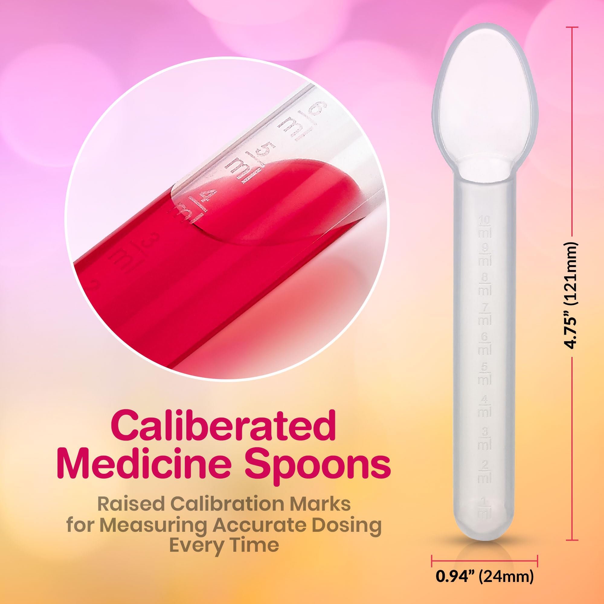 MEDca wide-mouth medicine spoon image highlighting easy pouring into tiny mouths