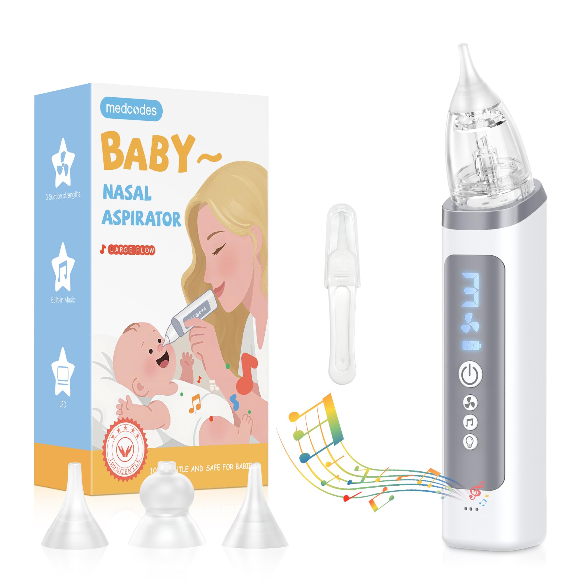 Medcodes nasal aspirator front view—gentle, cone-friendly care for congestion relief
