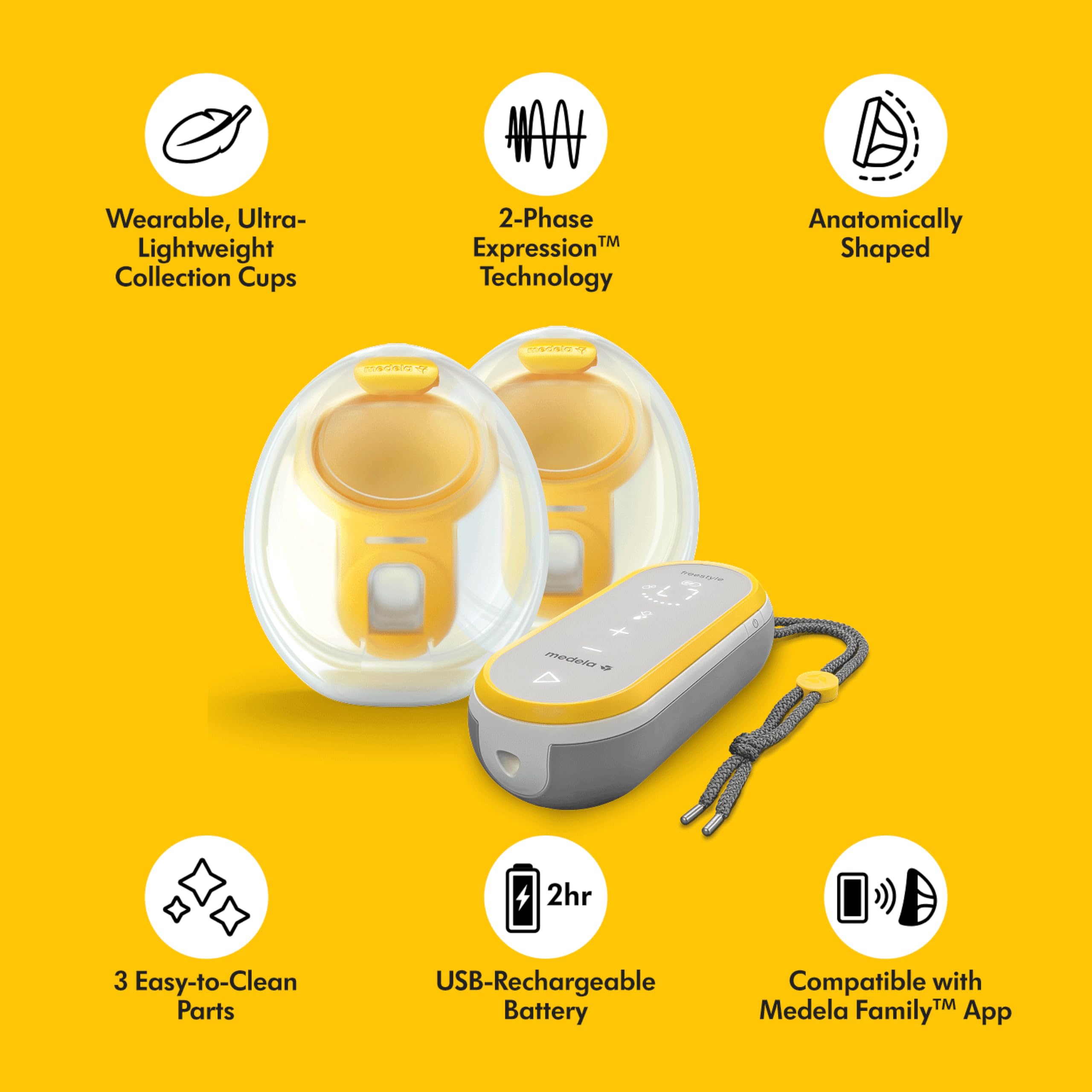 Medela Family app connectivity highlights feeding tracking on mobile device.