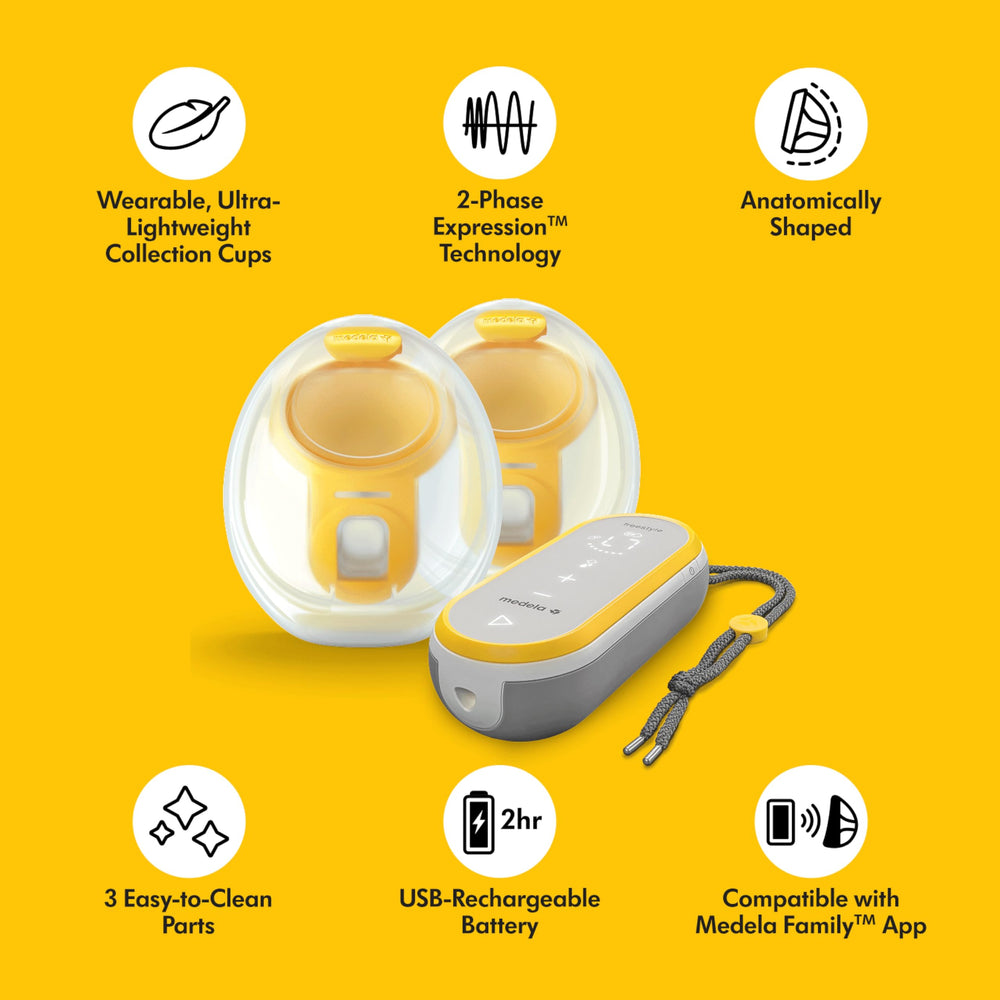 Medela Family app connectivity highlights feeding tracking on mobile device.