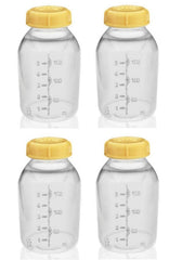 Medela bottle with lid for breast milk storage, leak-proof 5 oz capacity.