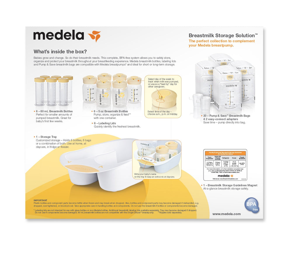 Medela Pump Save bags with adapters shown for convenient on-the-go storage