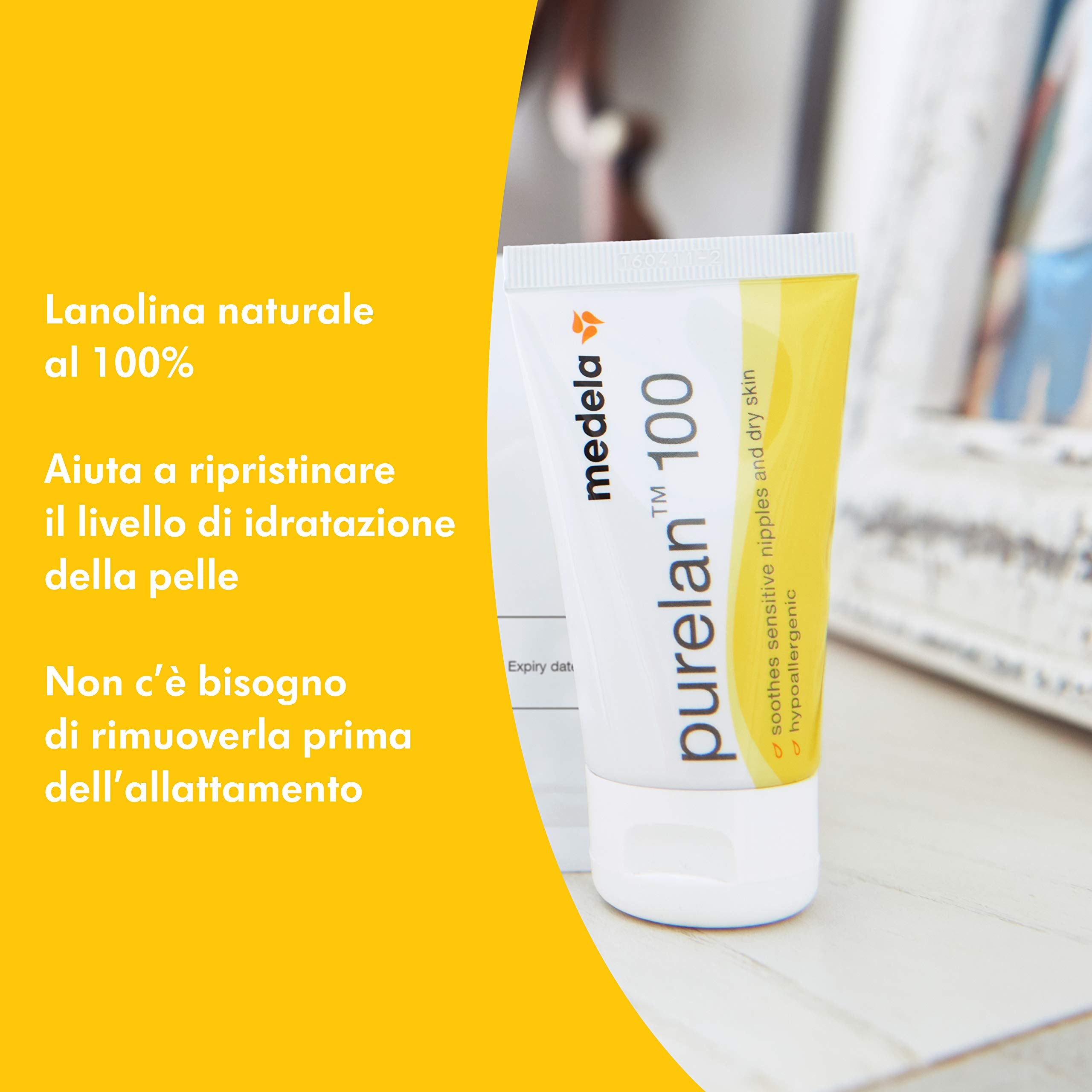 Medela Purelan 100 nipple cream close-up of easy-to-use single-dose sachet for on-the-go care.