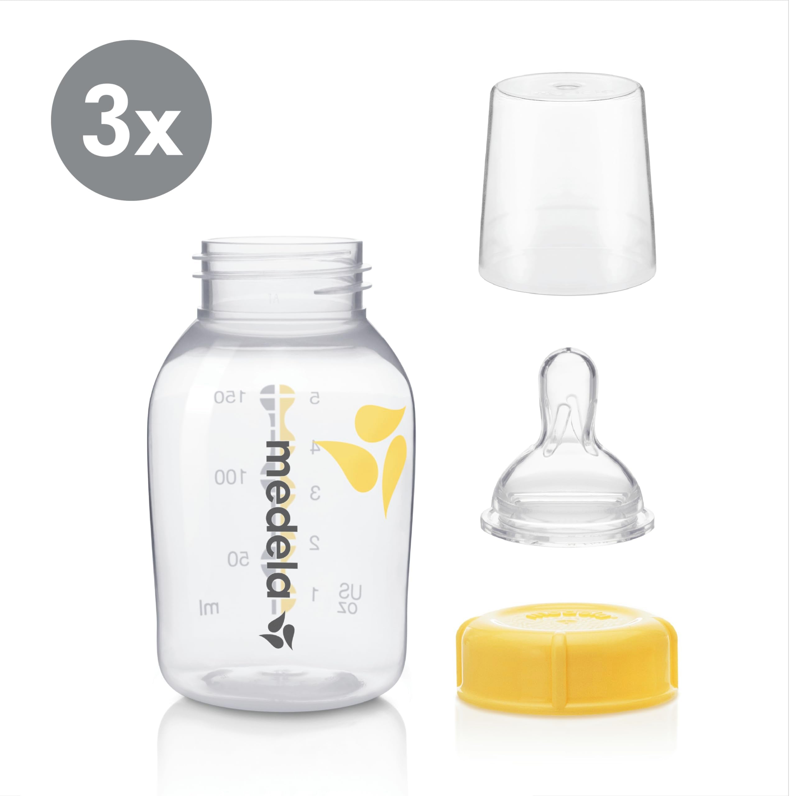 Medela slow-flow 5oz bottle wide-base collar for steady one-handed handling