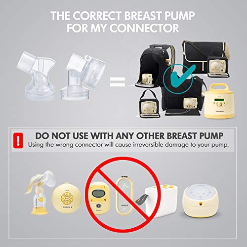 Medela Spare Connectors compatibility view shows fit with Pump In Style Advanced and Symphony