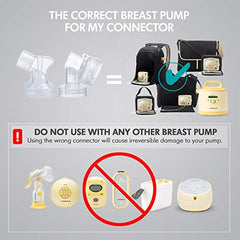 Medela Spare Connectors compatibility view shows fit with Pump In Style Advanced and Symphony