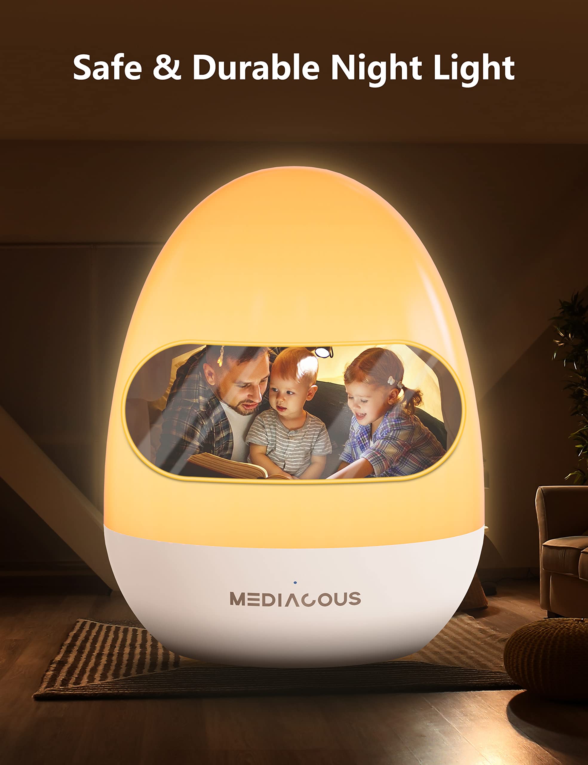 MediAcous night light in outdoor camping setting showing portability
