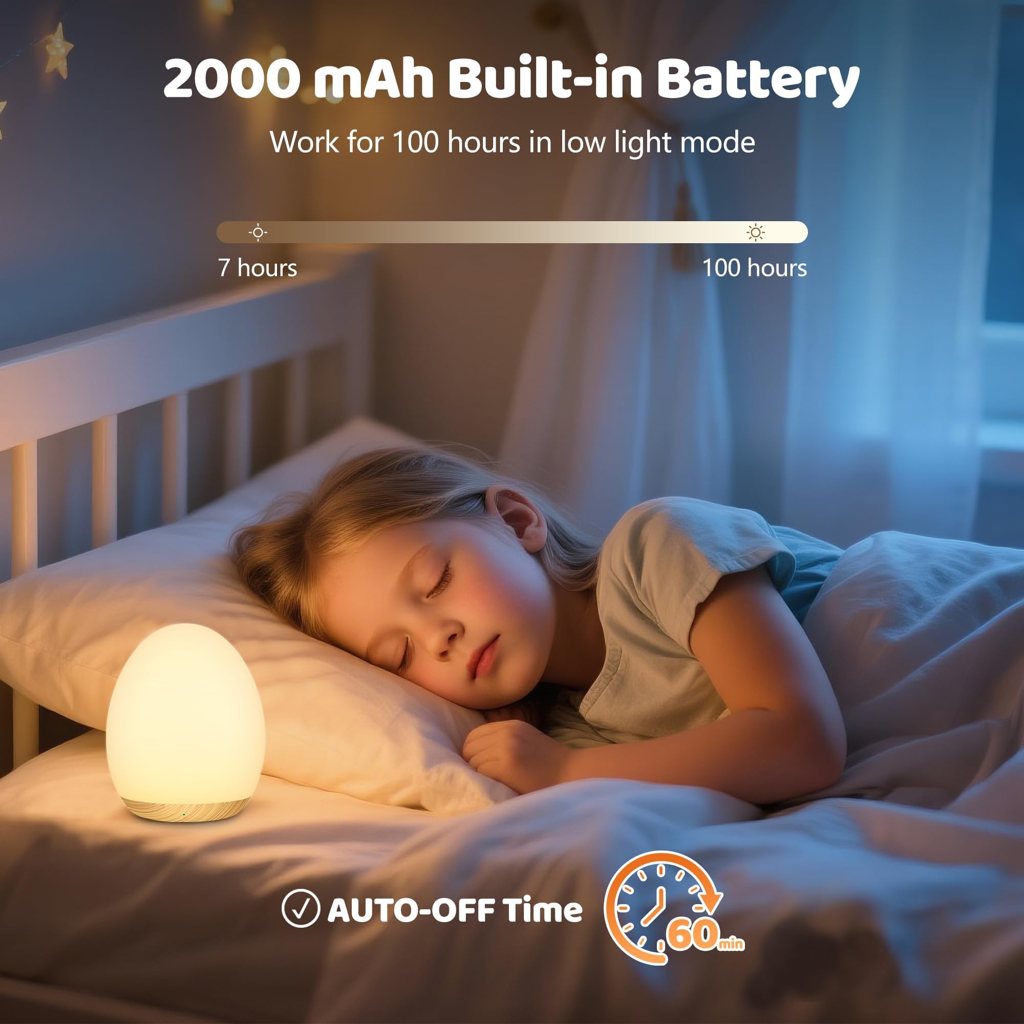 MediAcous 1-hour timer helps conserve energy after bedtime routines.