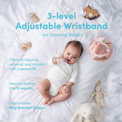 MEDITOY adjustable wristband demonstrates 3-level fit for 3–12 months