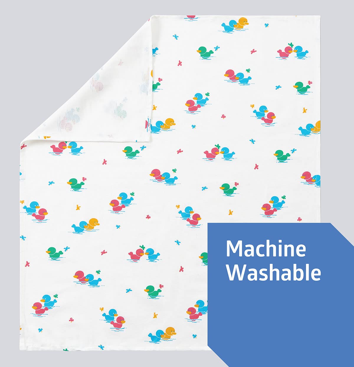 Medline baby blanket duck print with double-stitched edges for added durability