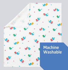 Medline baby blanket duck print with double-stitched edges for added durability