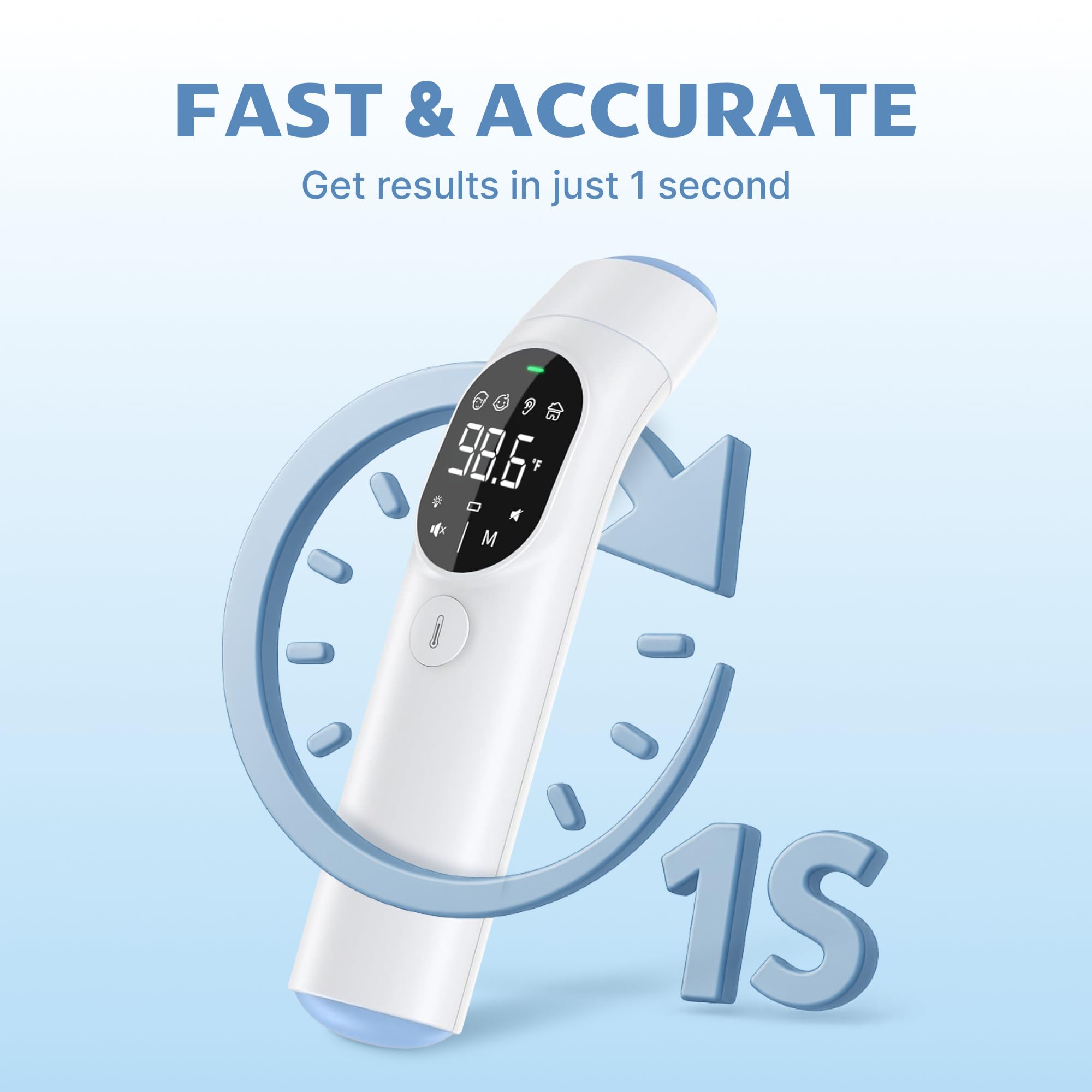Medreign infrared thermometer with Celsius/Fahrenheit switch for flexible family use.
