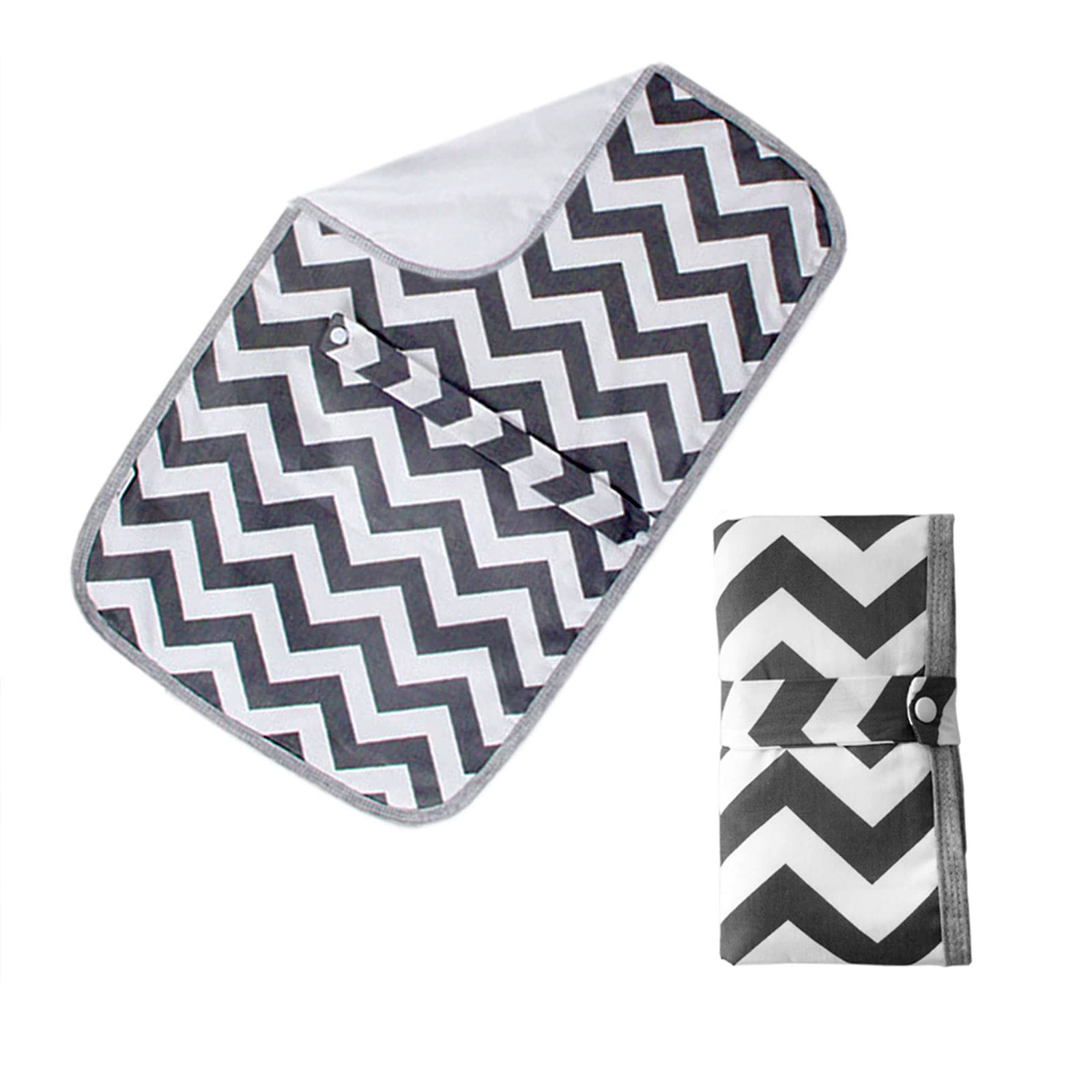 Medsuo foldable changing mat open in gray waves for quick on-the-go diaper changes.