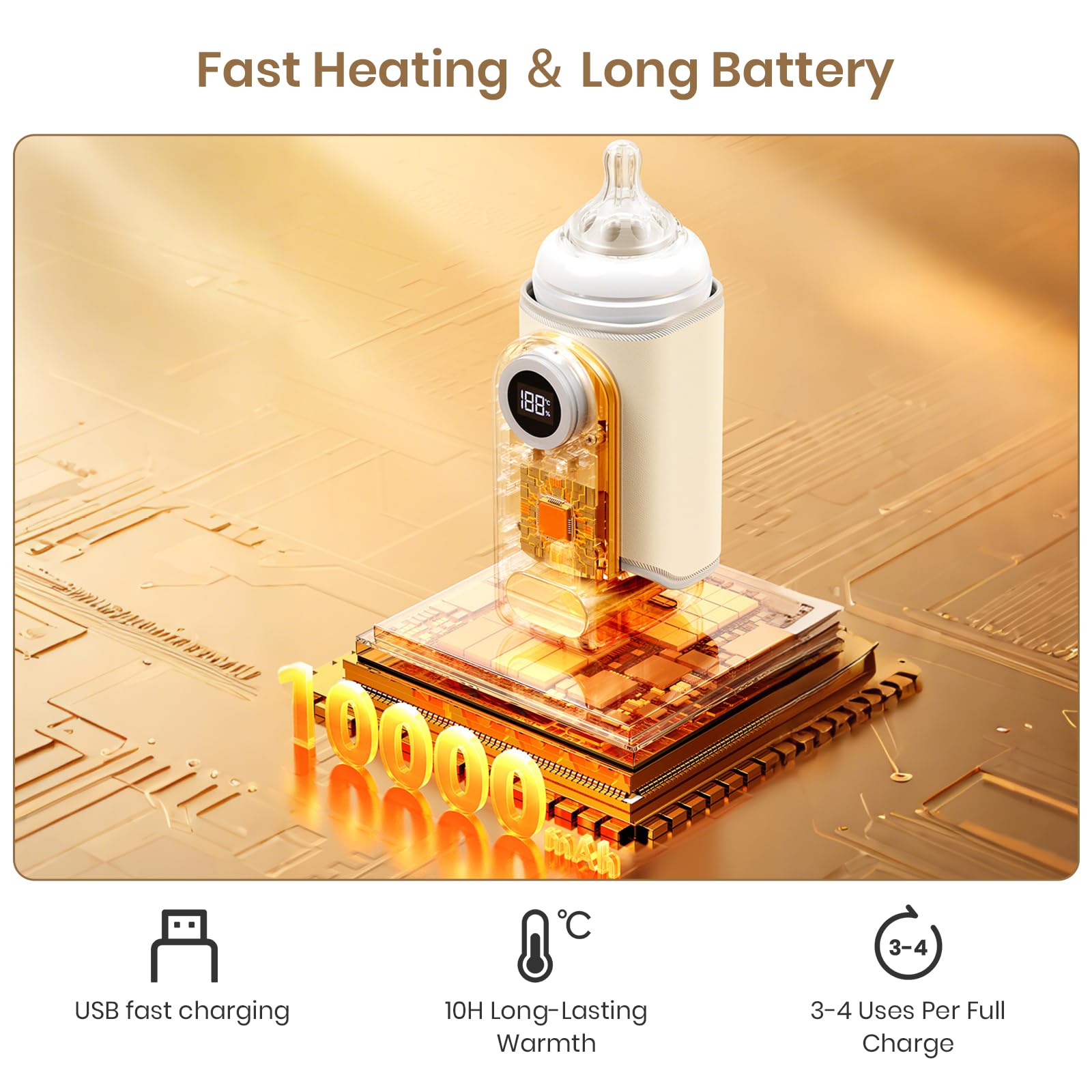 Meehuan compact travel bottle warmer fits in bags and car cup holders for easy packing.