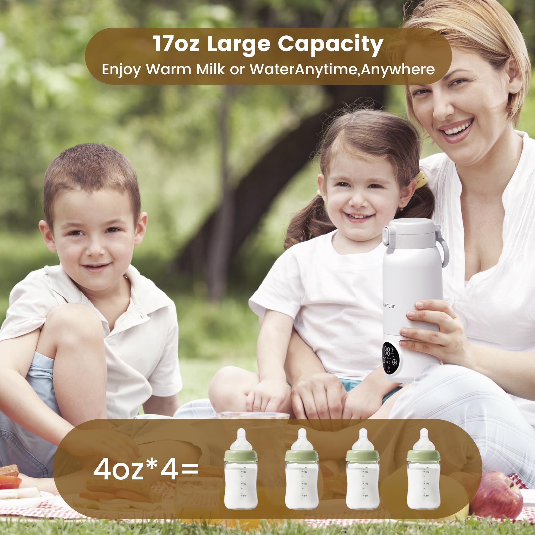 Meehuan portable bottle warmer long-battery-life for all-day trips
