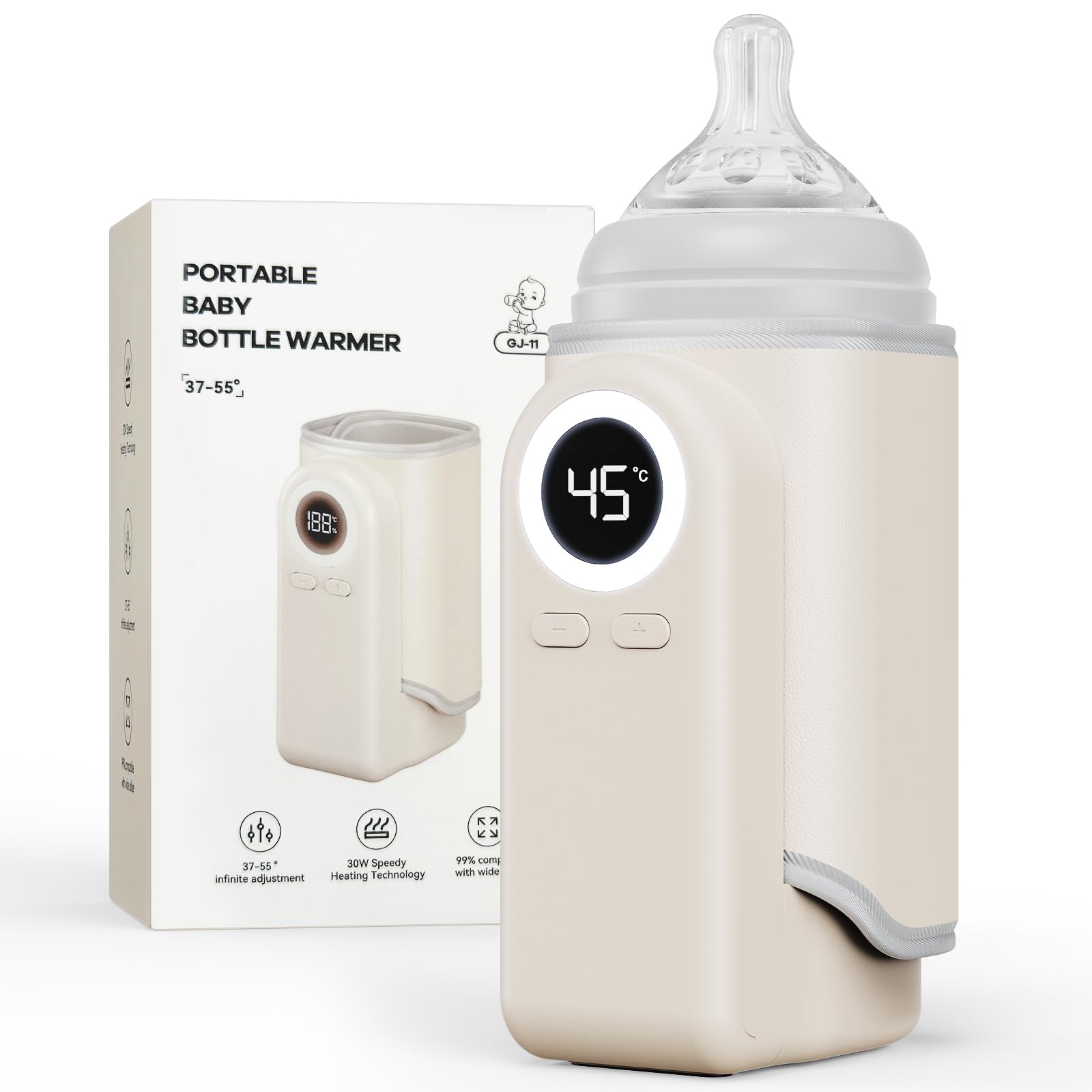 Meehuan portable bottle warmer travel-ready with compact design for on-the-go milk warming.