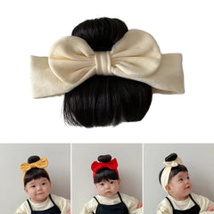MEELYHOME bowknot wig baby off-white elastic-secure fit for easy wear