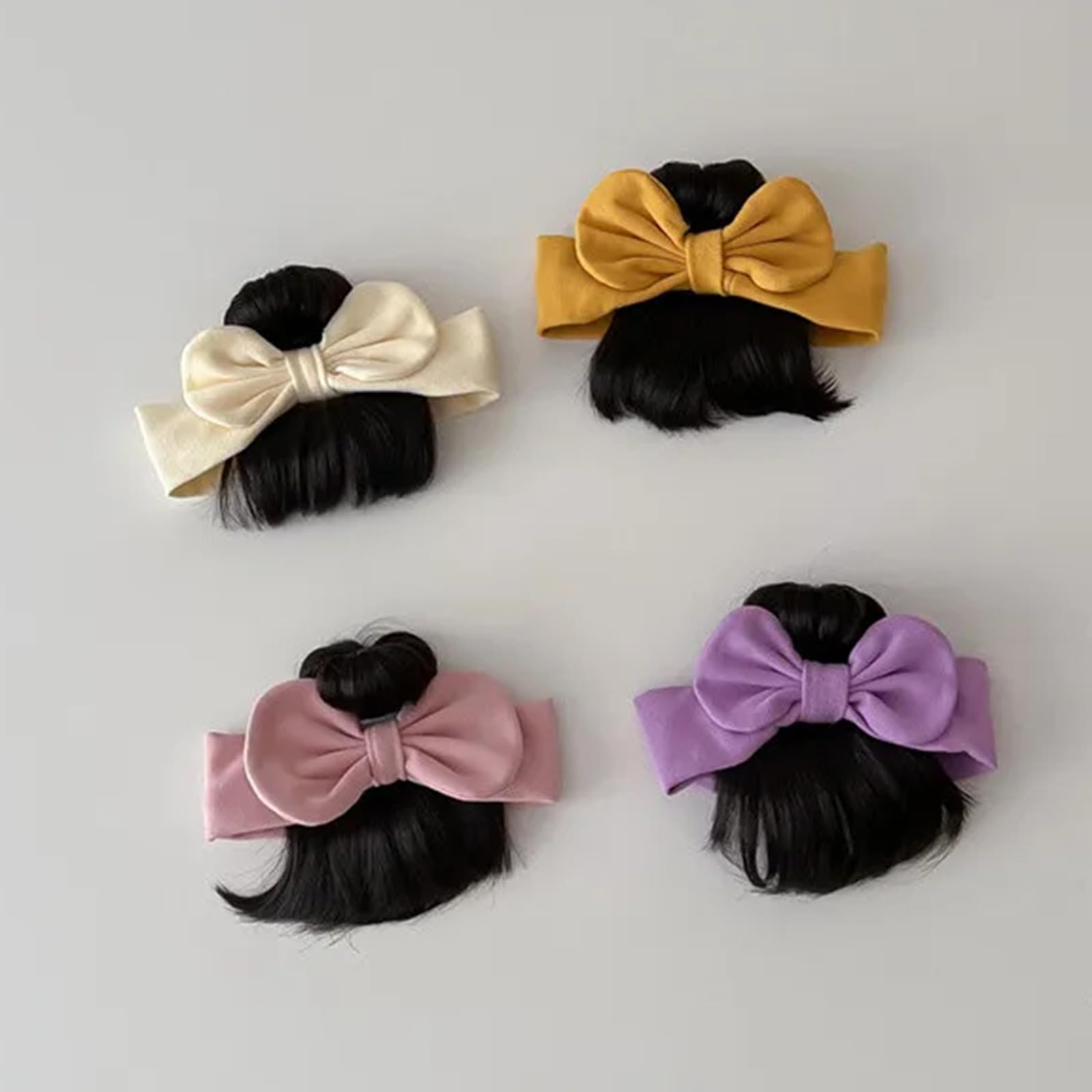 MEELYHOME bowknot wig soft satin material feels gentle on delicate scalp