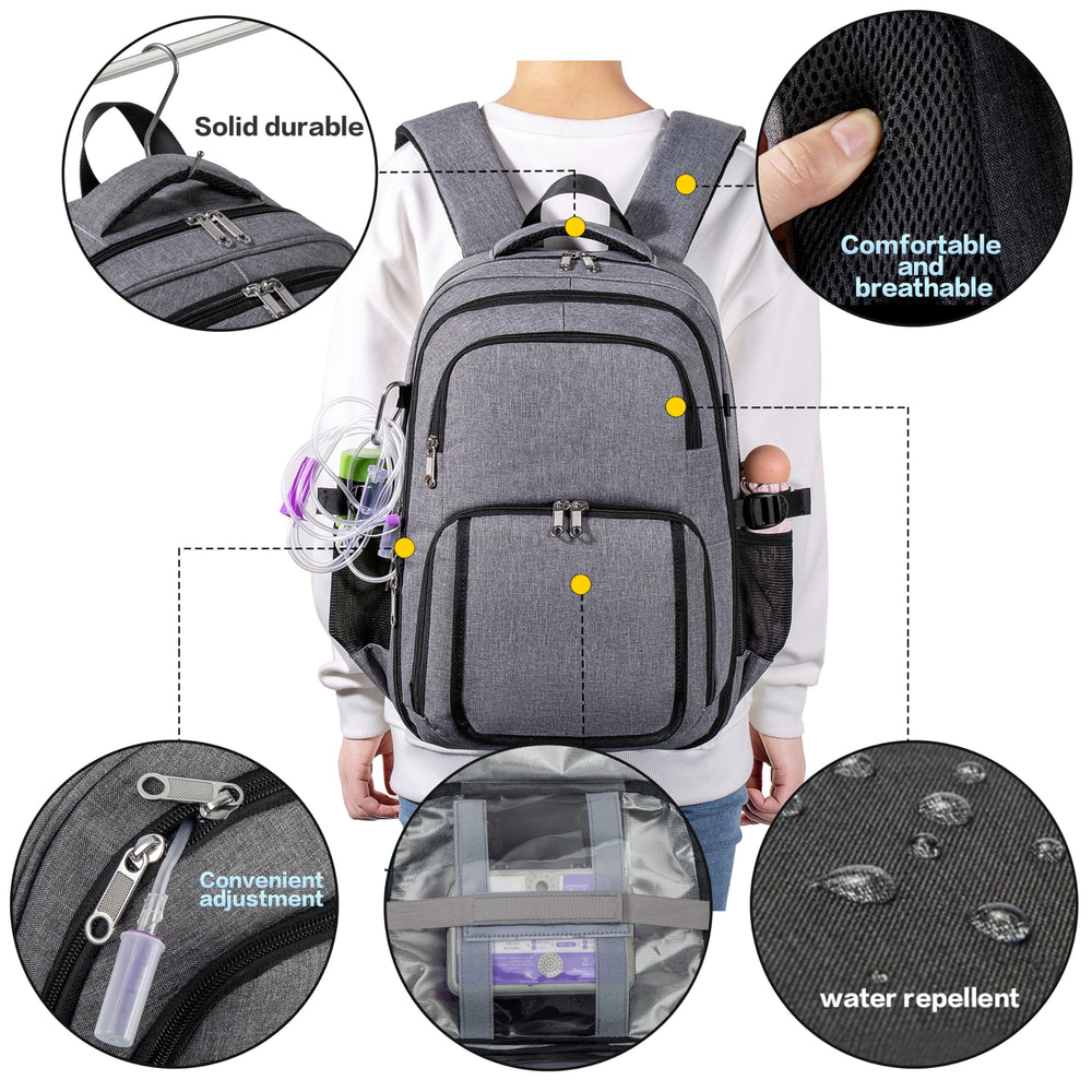 Meesyn Feeding Tube Backpack insulated-compartment preserves formula warmth