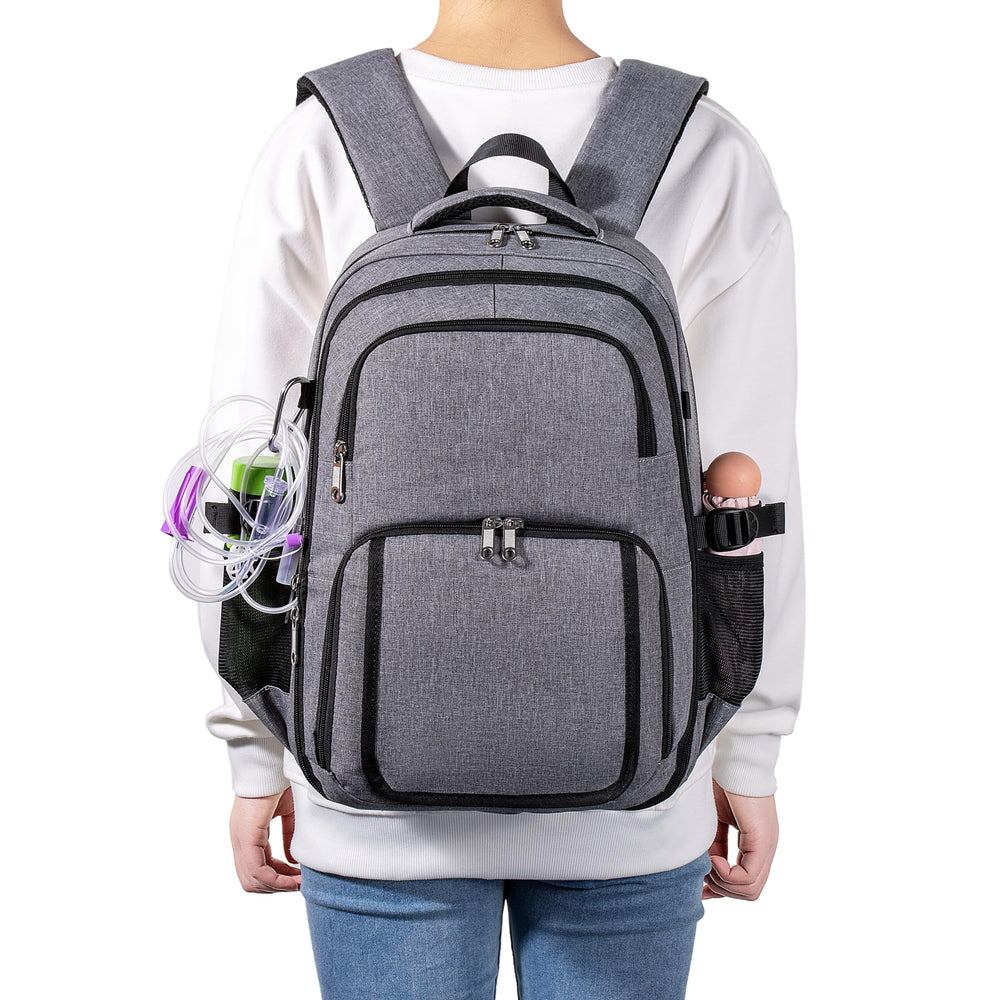 Meesyn Feeding Tube Backpack side-mesh-pocket for quick hydration access