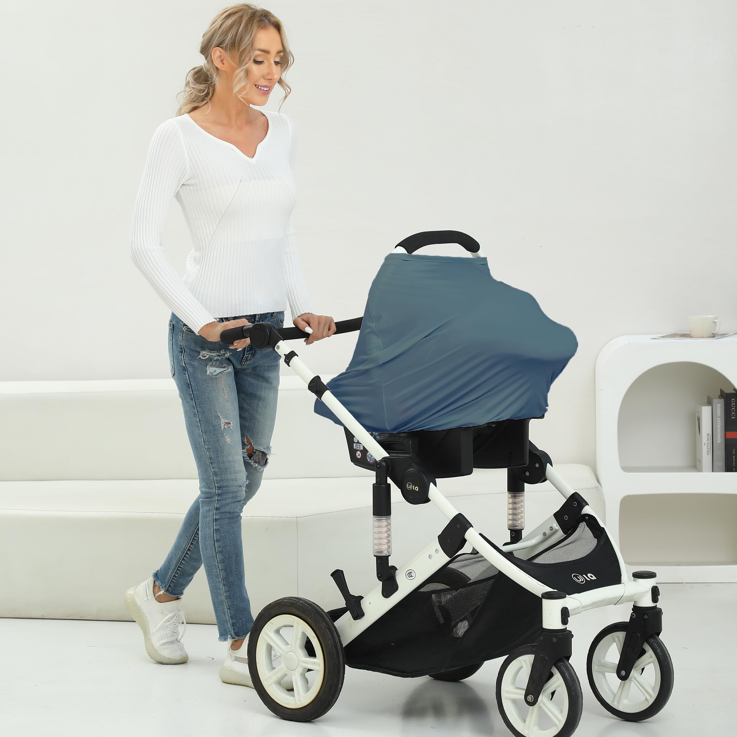 Meetjoy stretchy tubular-design blue enables quick, button-free installation.