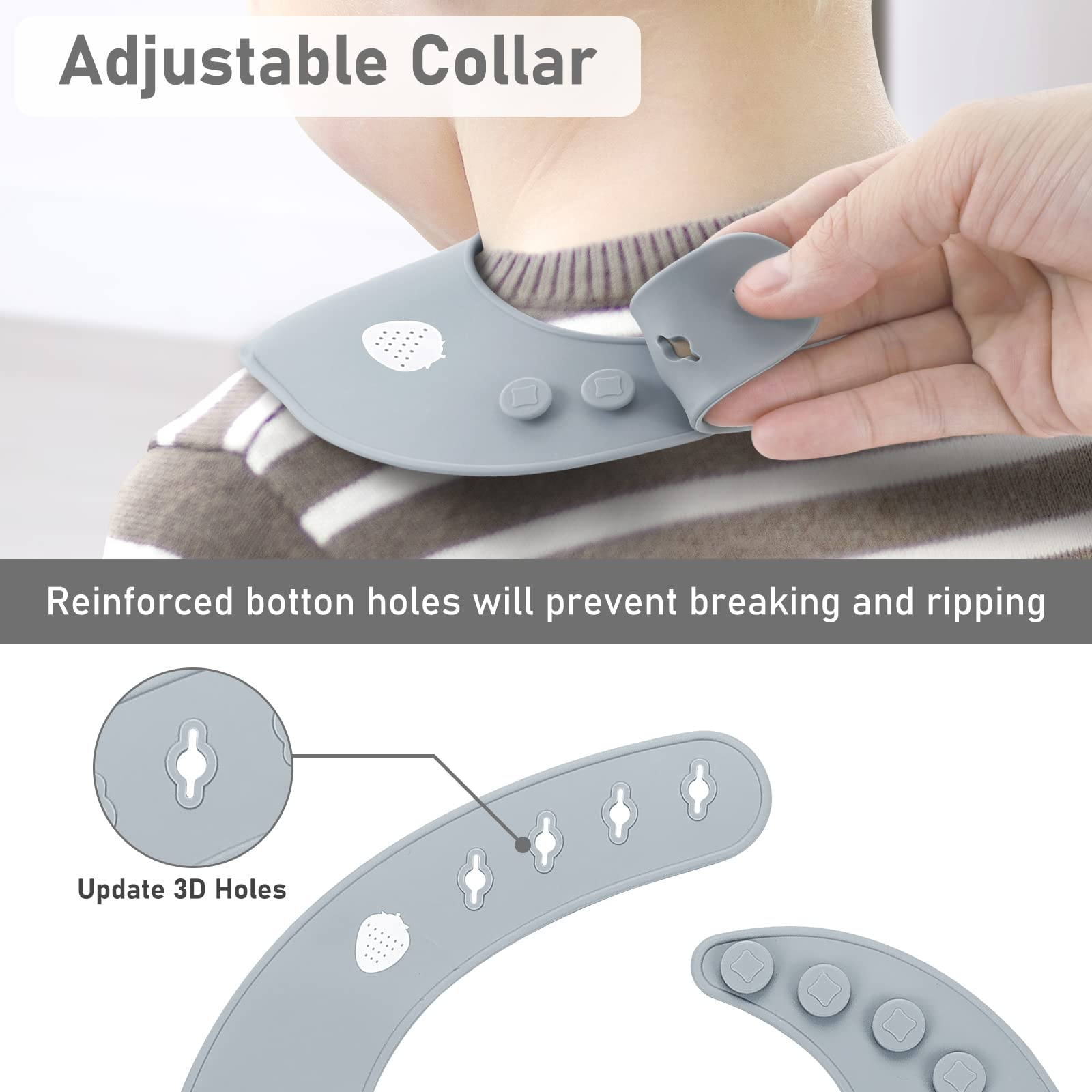 ME.FAN bib features a non-staining surface that wipes clean.