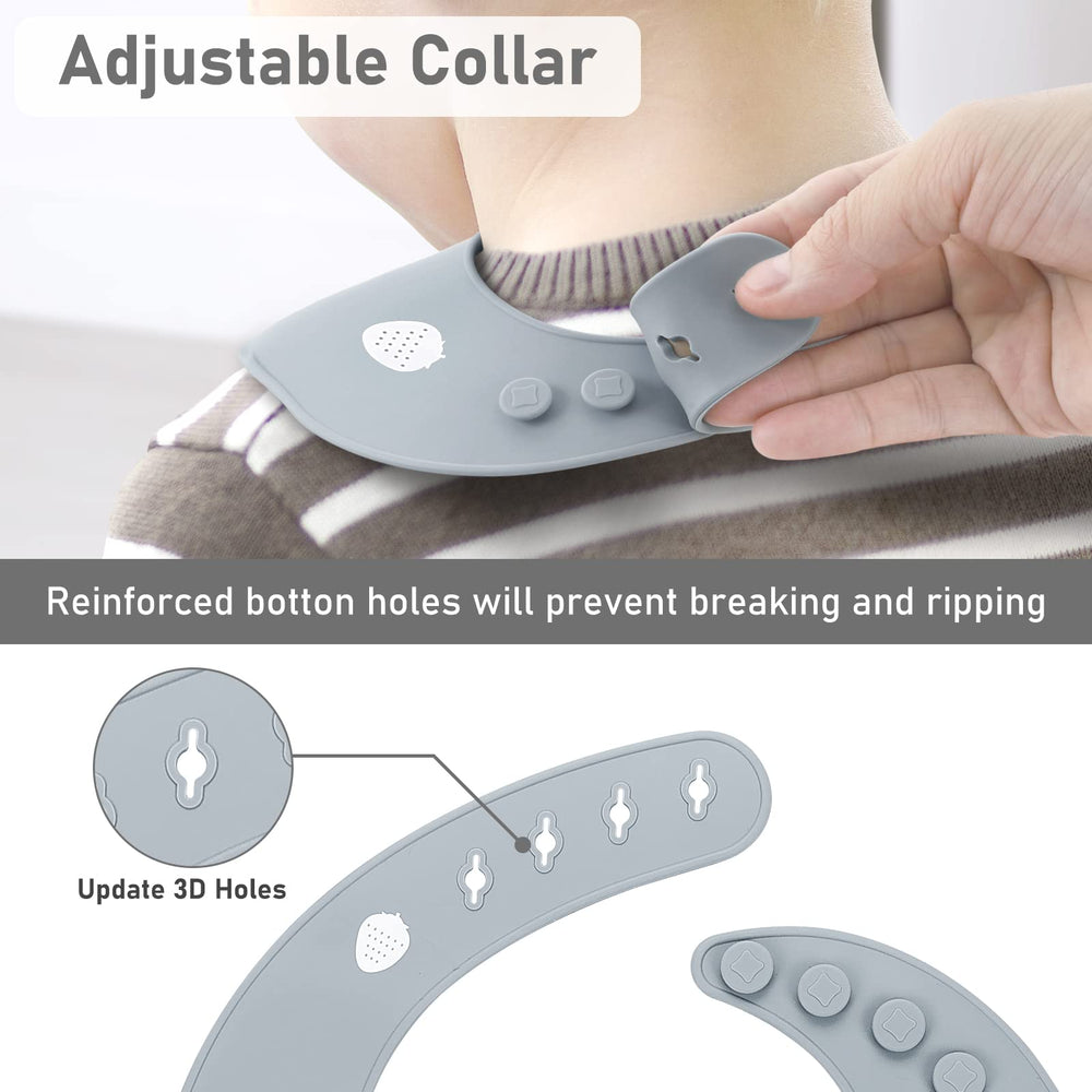ME.FAN bib features a non-staining surface that wipes clean.