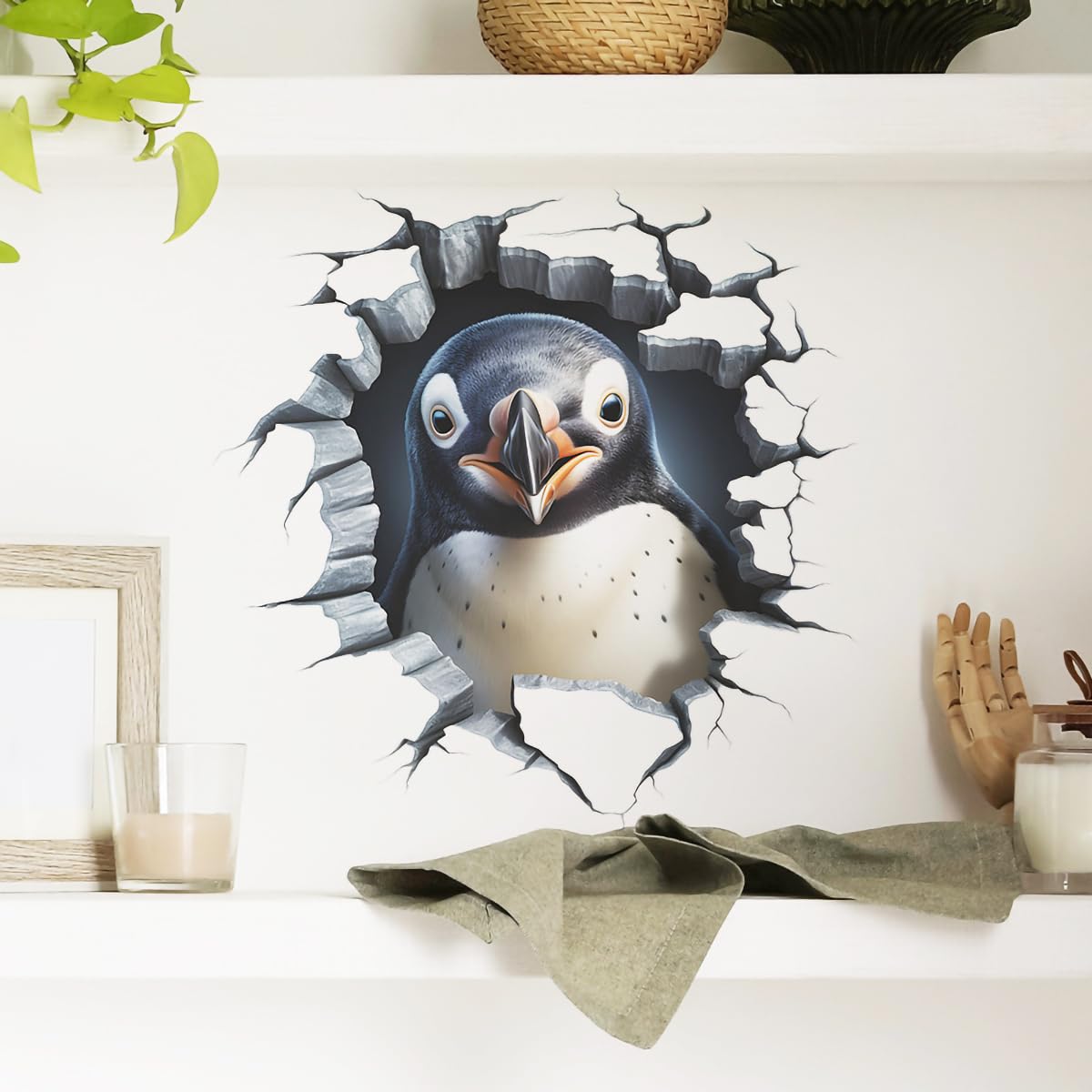 MEFOSS broken penguin wall decal sheet enhances playful decor for kids' rooms