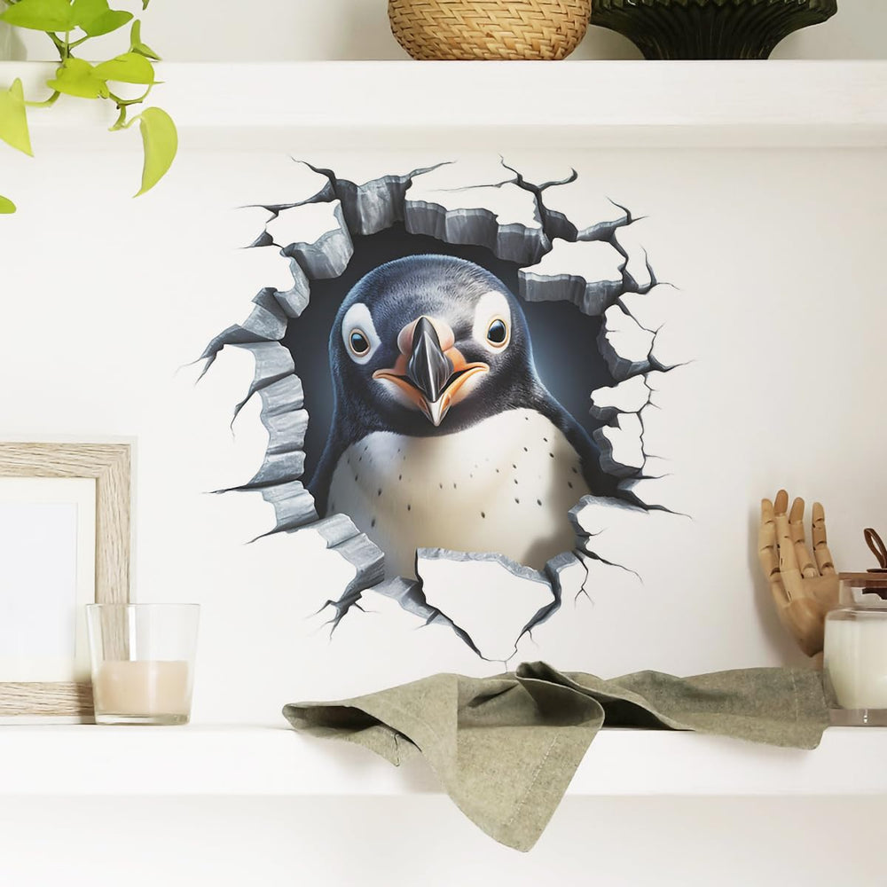 MEFOSS broken penguin wall decal sheet enhances playful decor for kids' rooms