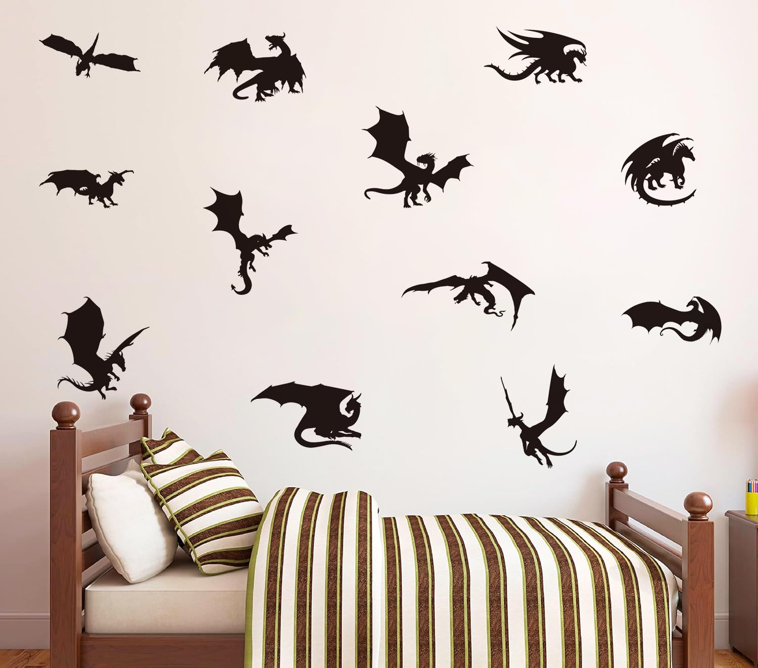 MEFOSS dragon wall sticker closeup showing crisp black design and alignment