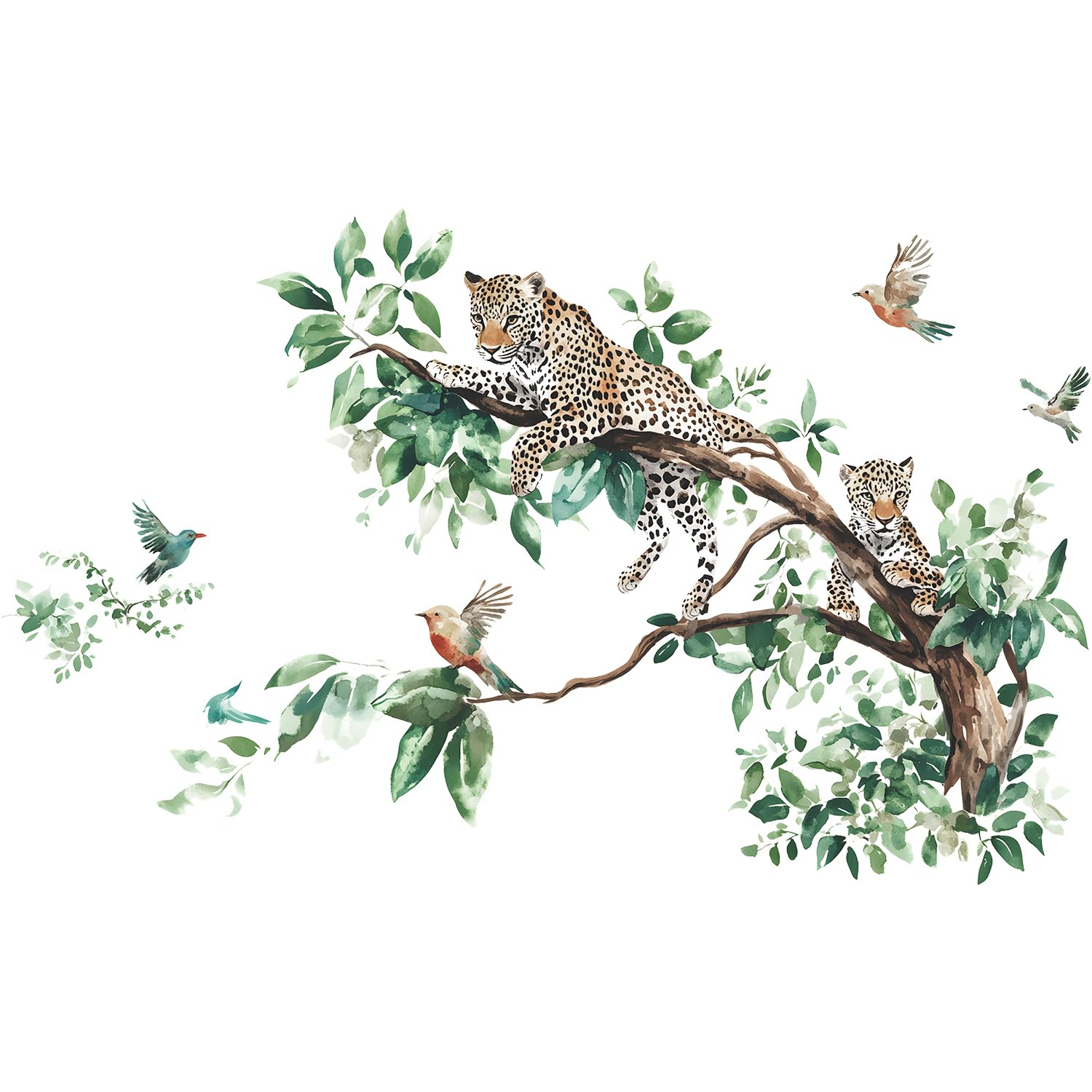 MEFOSS leopard on tree branch wall sticker brings playful nature vibes