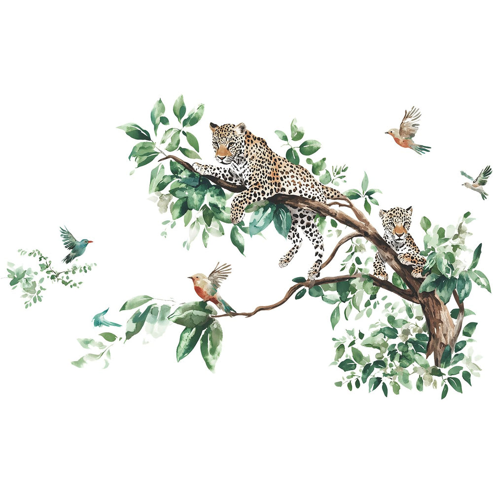 MEFOSS leopard on tree branch wall sticker brings playful nature vibes