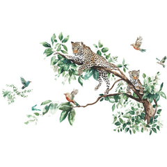 MEFOSS leopard on tree branch wall sticker brings playful nature vibes