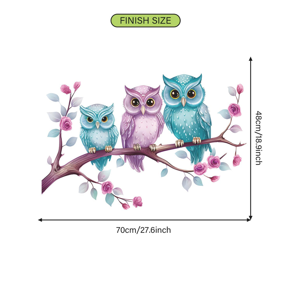 MEFOSS owl wall decal applied on smooth wall for room transformation