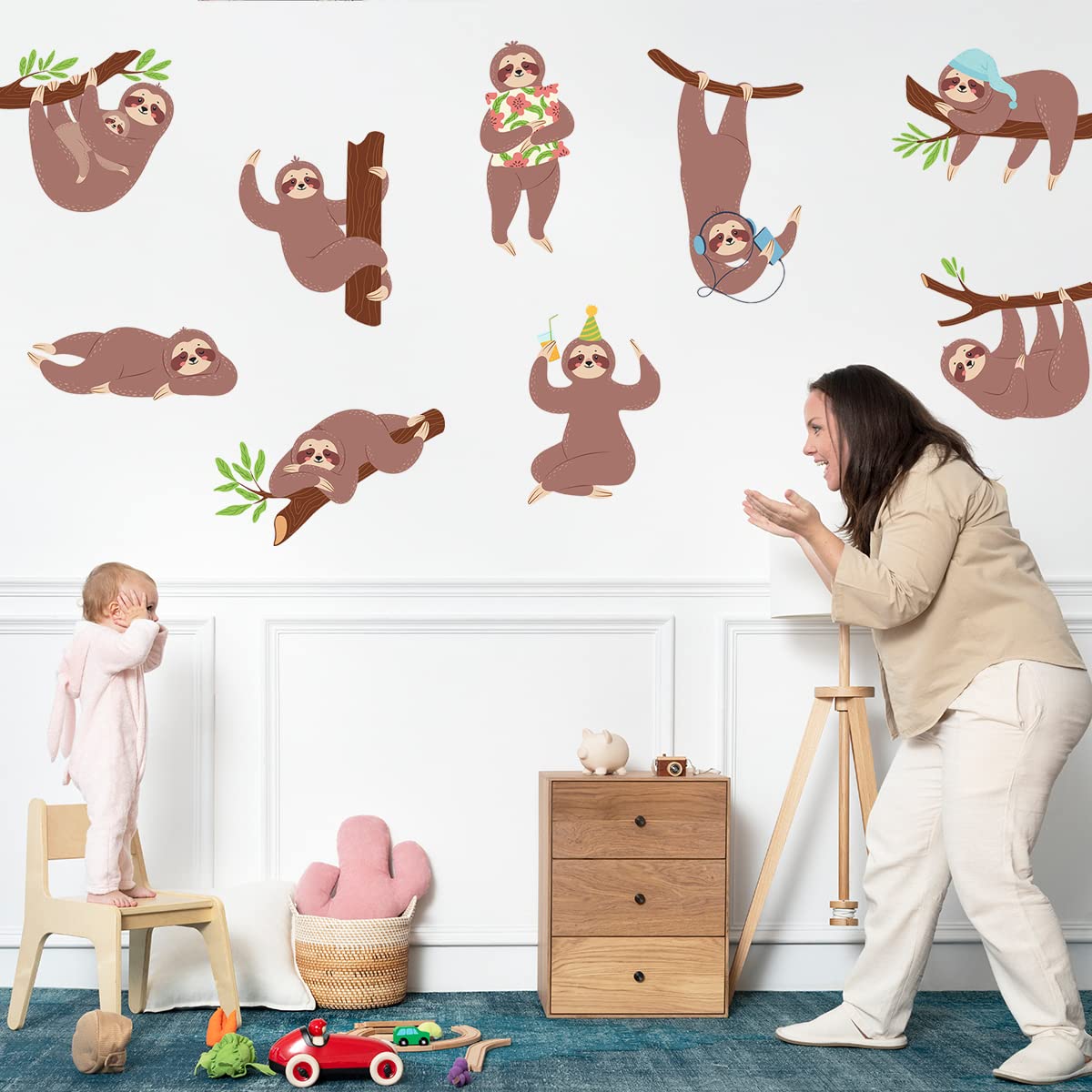 MEFOSS sloth wall decal on a 12x18 sheet for quick DIY.