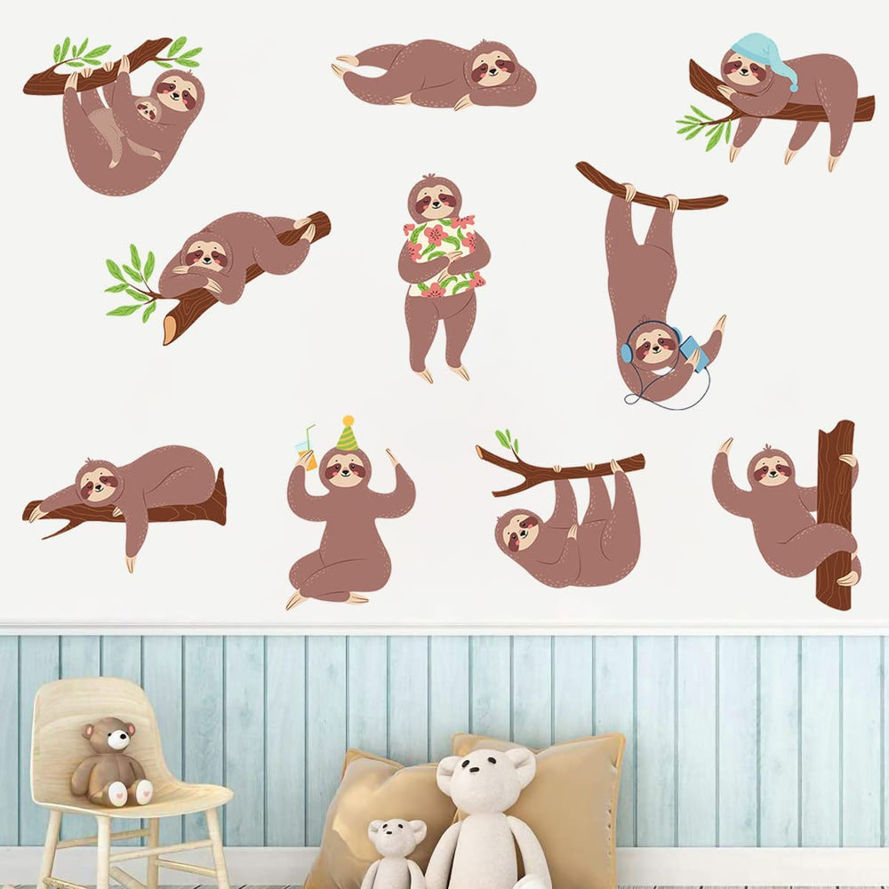 MEFOSS sloth wall decal includes 3 sheets for versatile layouts.