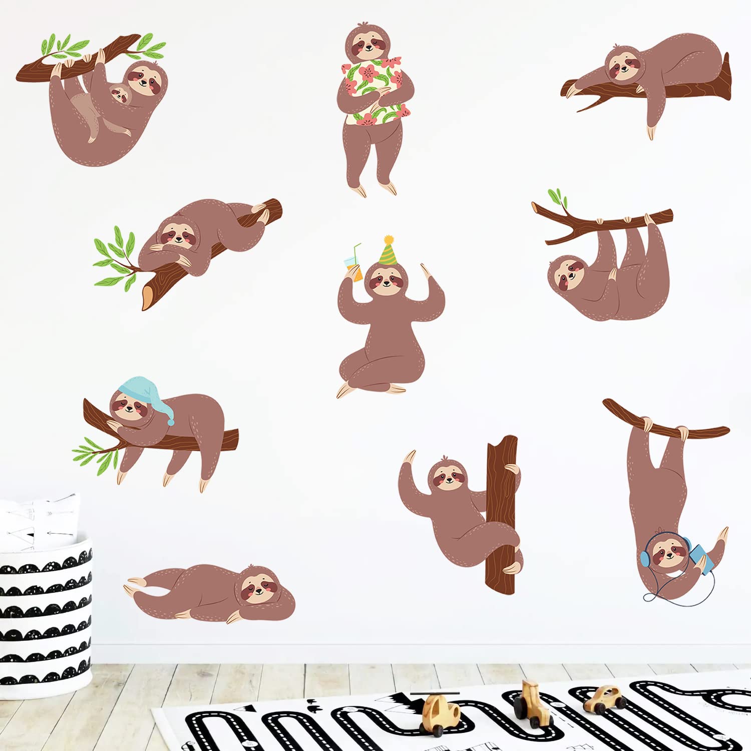 MEFOSS sloth wall decal is easy to apply without tools.