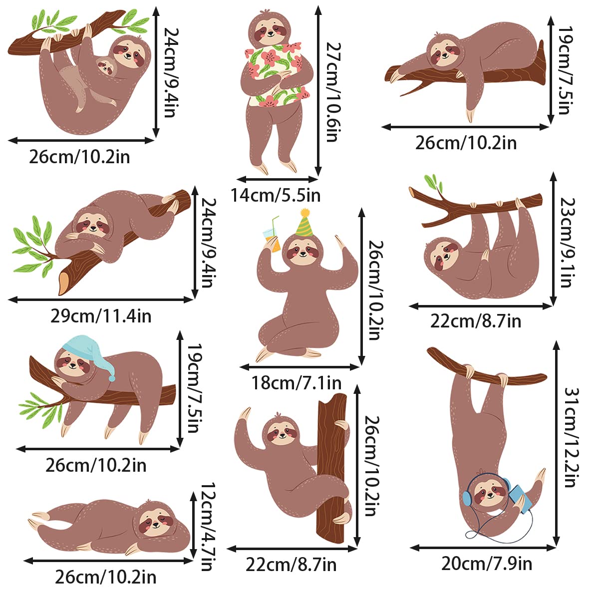 MEFOSS sloth wall decal playroom creates friendly character.