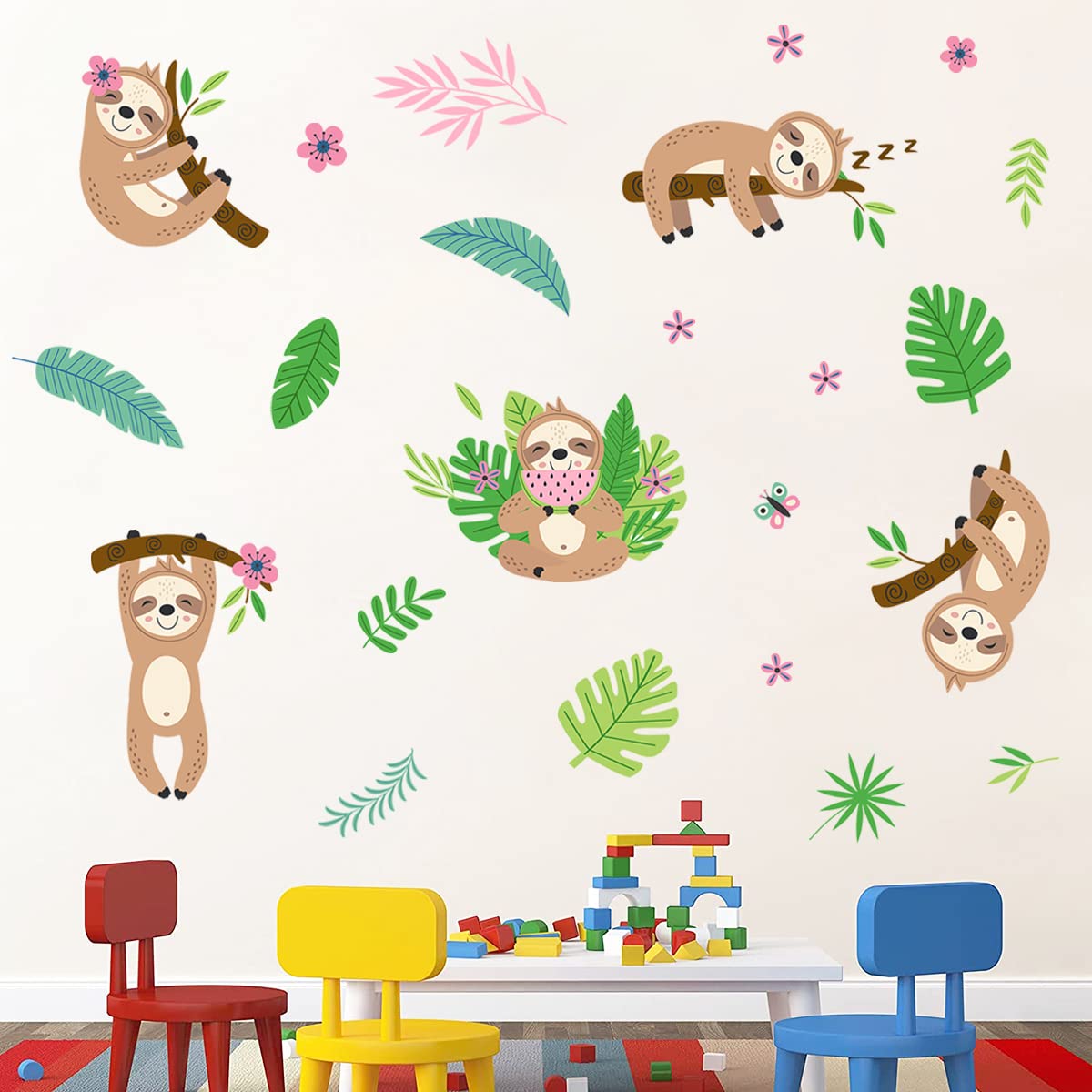 MEFOSS tropical leaves wall decal adds vibrant greenery to nurseries