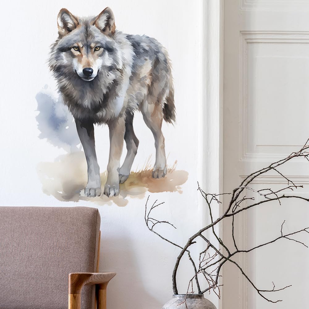 MEFOSS wolf wall decal in a kids room decor setup
