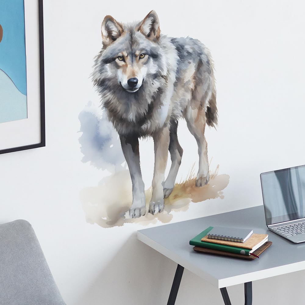 MEFOSS wolf wall decal wall application on a painted surface
