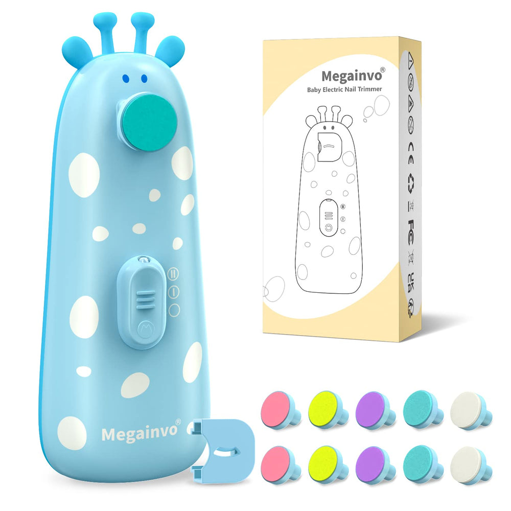 Megainvo baby nail trimmer blue front view promotes safe, gentle trimming for newborn nails.