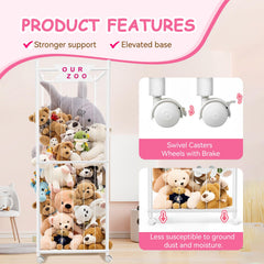 Megapuxin stuffed animal storage zoo elastic-band design offers quick toy access