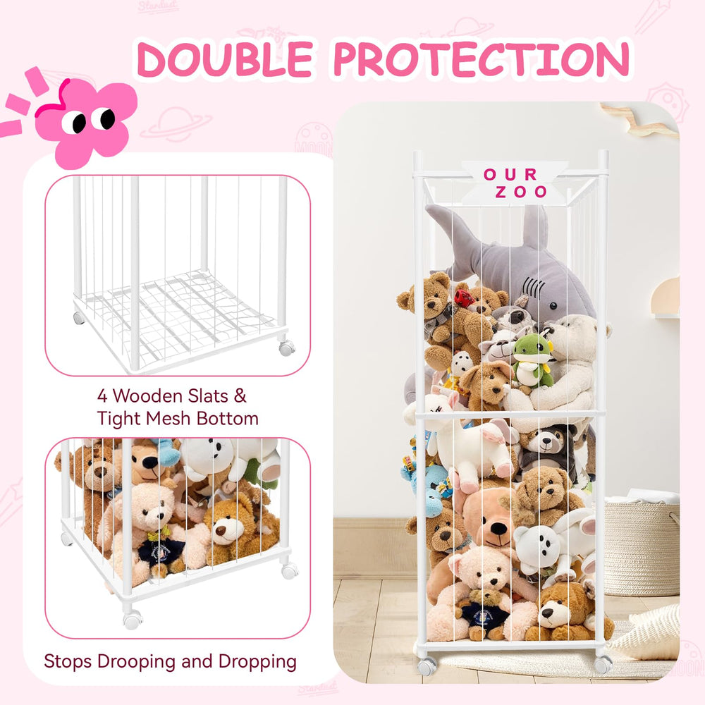 Megapuxin stuffed animal storage zoo robust wood construction with rounded corners for safety