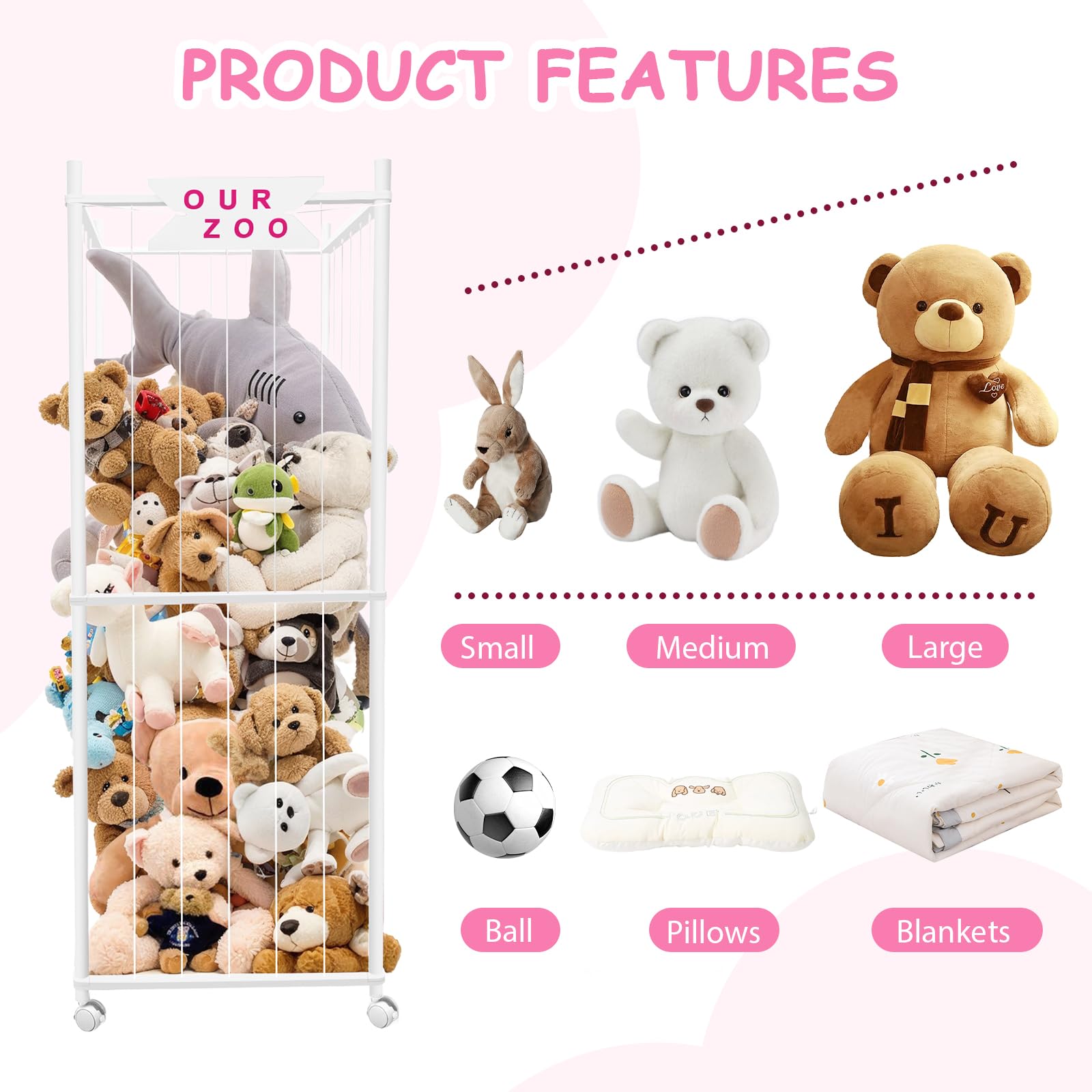 Megapuxin stuffed animal storage zoo rounded corners prevent bumps during play