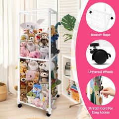 Megapuxin stuffed animal storage zoo wheels open top enables easy reach for kids